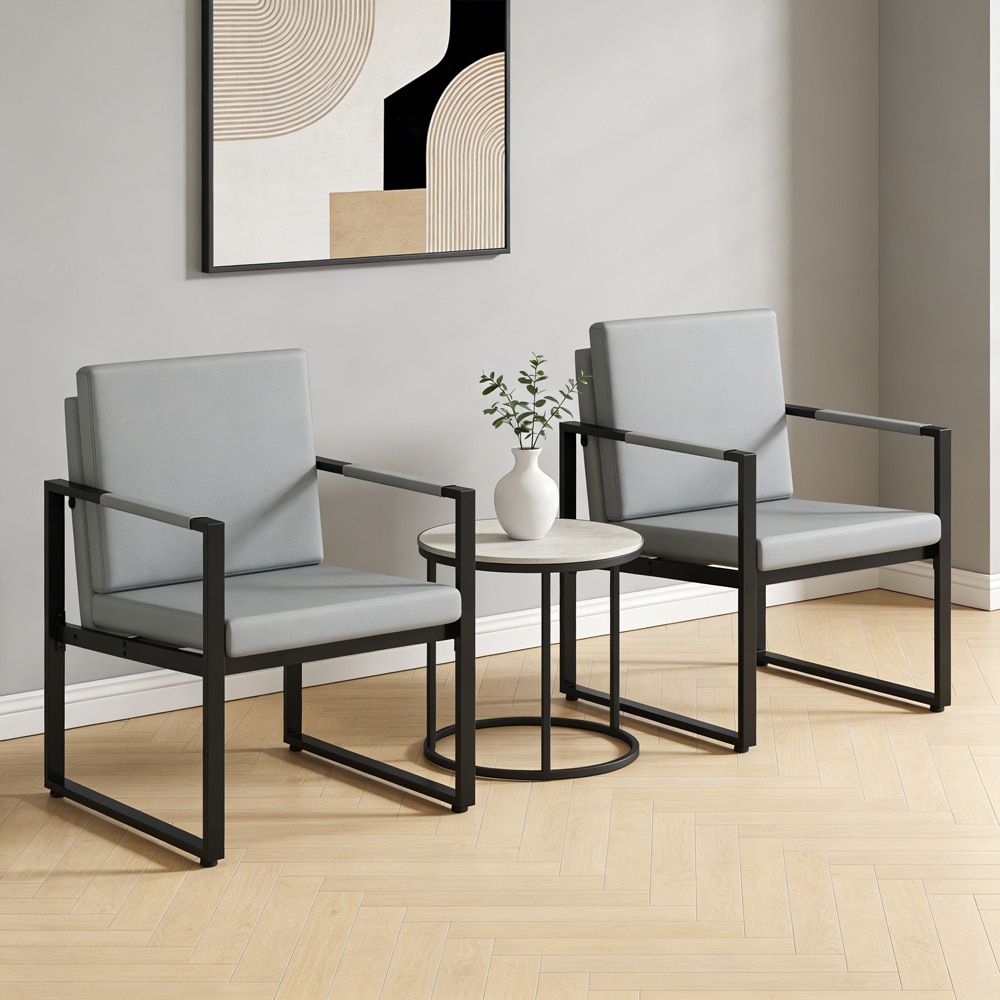 Set Of 2 Mid Century Modern Single Sofa Chairs With Cushions Adjustable Foot For Living Rooms, Home Workspaces, Or Waiting Areas_voghion.com